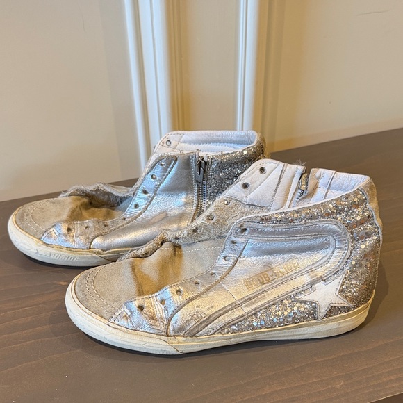Golden Goose Silver Glitter High-Top Sneakers - Picture 4 of 10